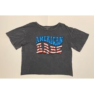 Caution To The Wind American Babe Grey T-Shirt